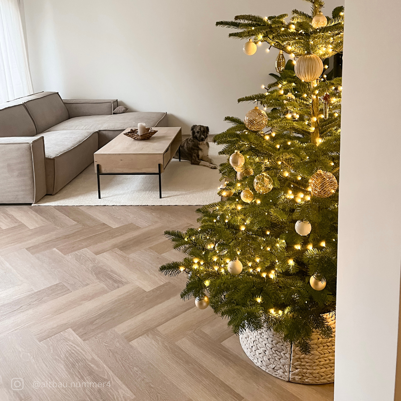 Modernes Fischgrät-Design in Beige