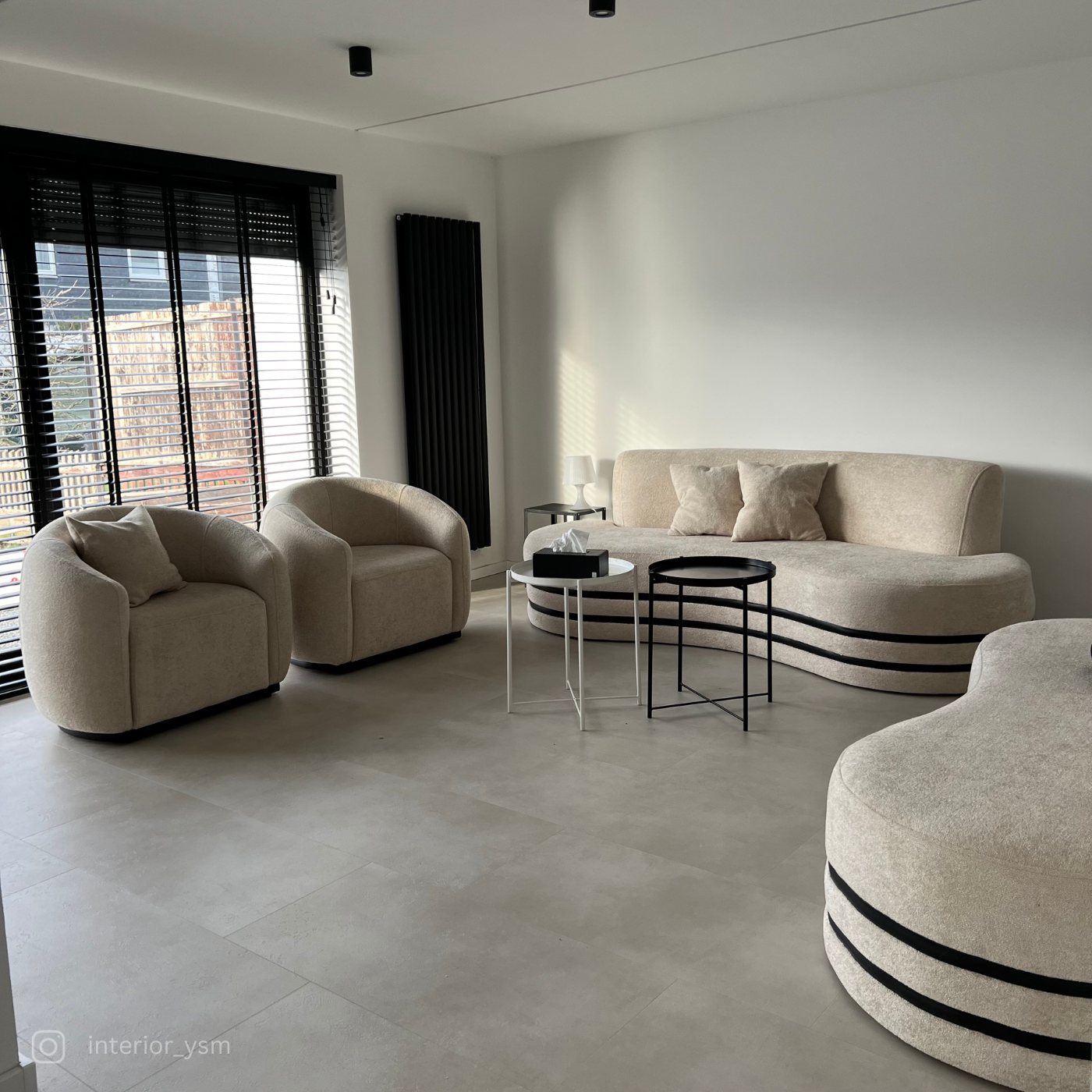 Authentischen Fliesenoptiken in Beige  Wohnzimmer