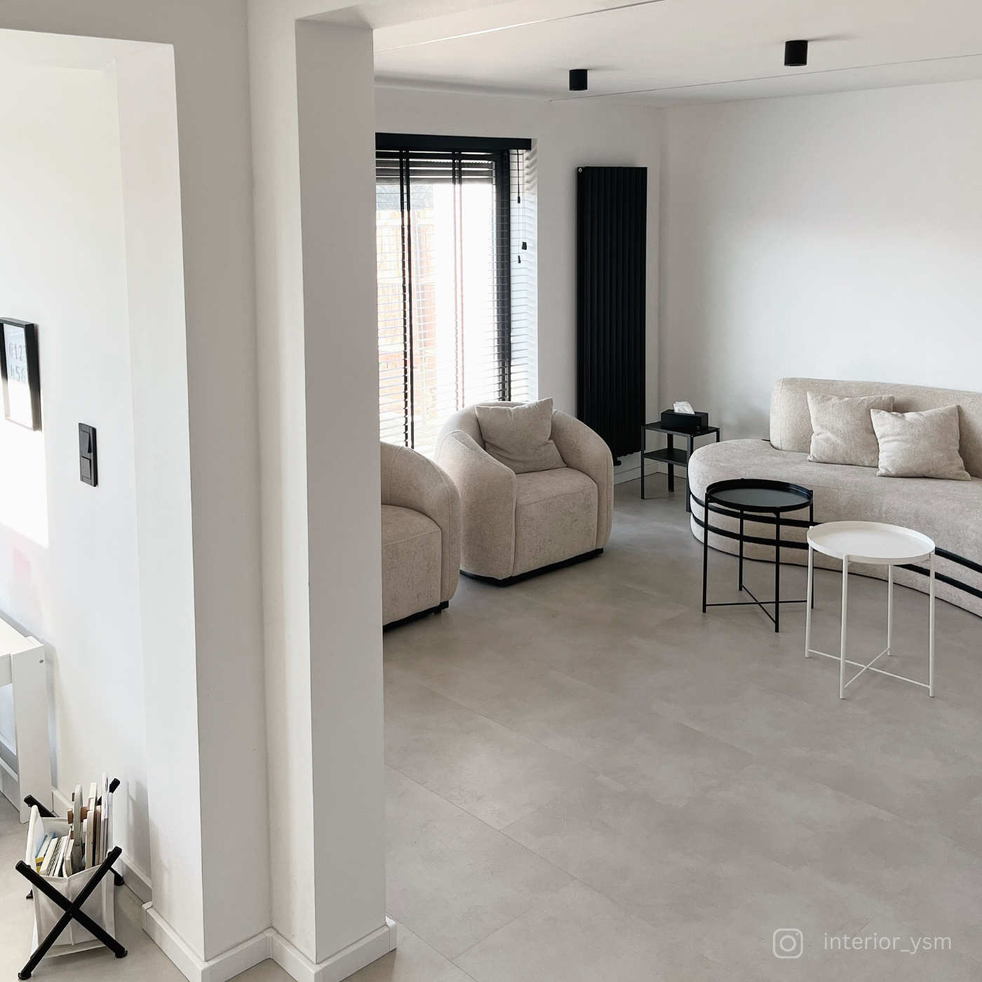 Authentischen Fliesenoptiken in Beige Wohnzimmer