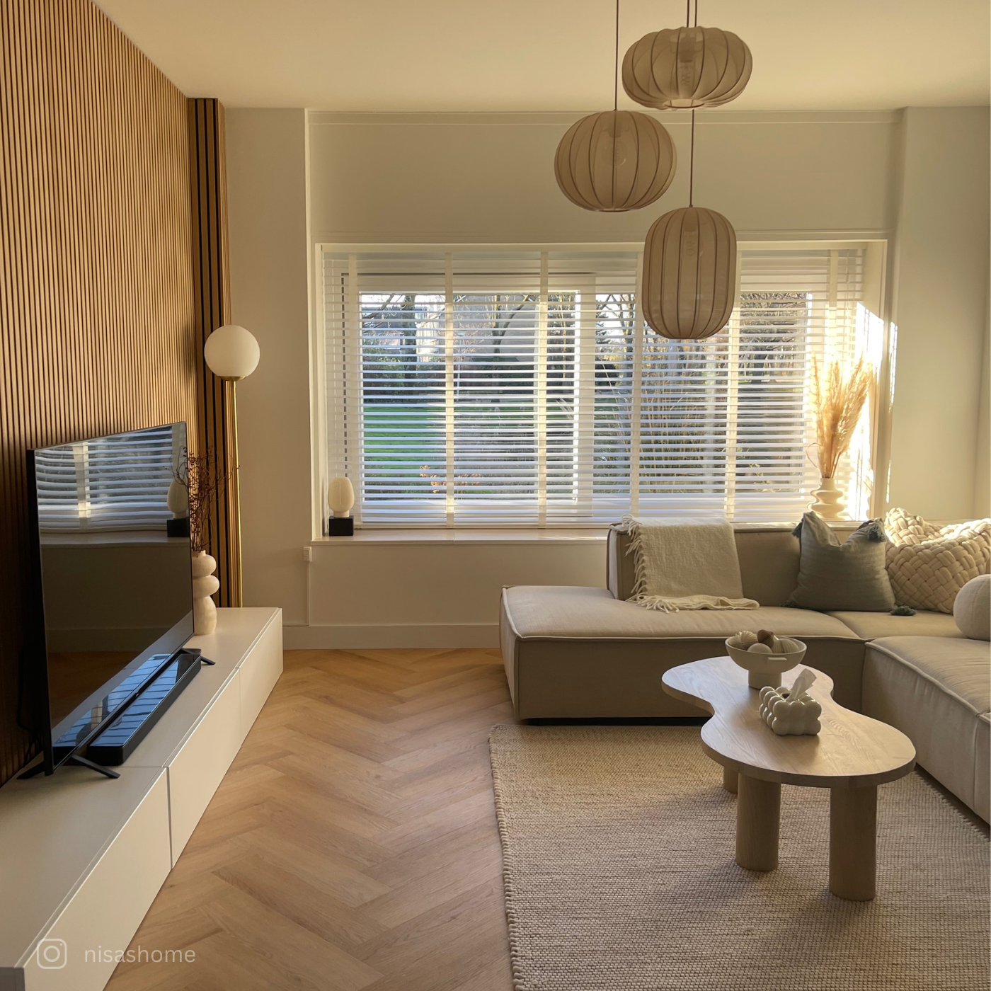 Fischgrät Design in Natur Braun Wohnzimmer