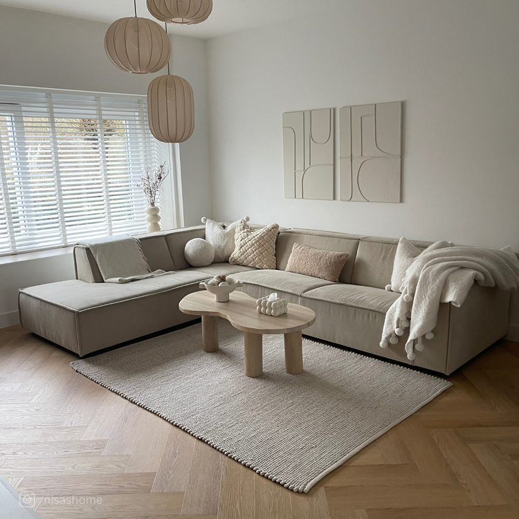 Fischgrät Design in Natur Braun Wohnzimmer