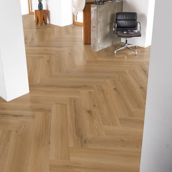 »Golden Oak« Premium Klick-Vinyl Fischgrät