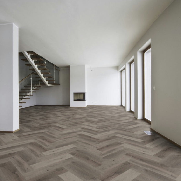 »Eiche Monstera« SPC Vinylboden Unique Holzoptik Fischgrätdesign Raumbild