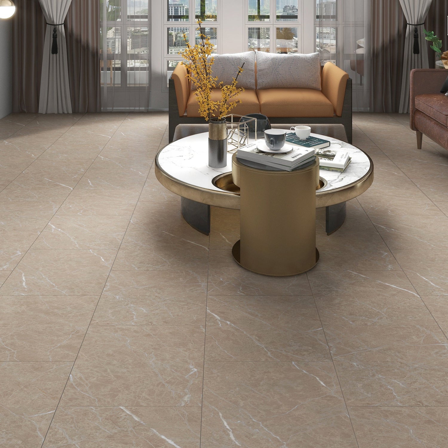 Authentischen Fliesenoptik in sand/beige Wohnzimmer