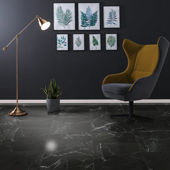 Klick-Vinyl Fliese in Hochglanzoptik schwarz/weiß