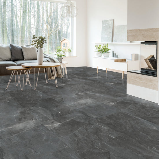 Klick-Vinyl Fliese in Hochglanzoptik dunkelgrau