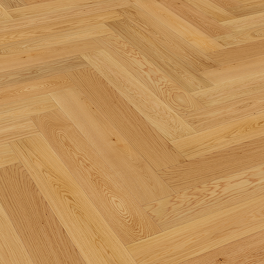 Fertigparkett mit hellbrauner Fischgrät Optik