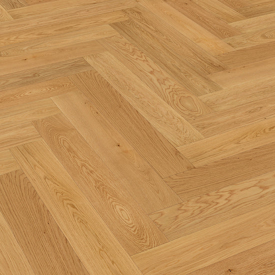 Fertigparkett mit hellbrauner Fischgrät Optik