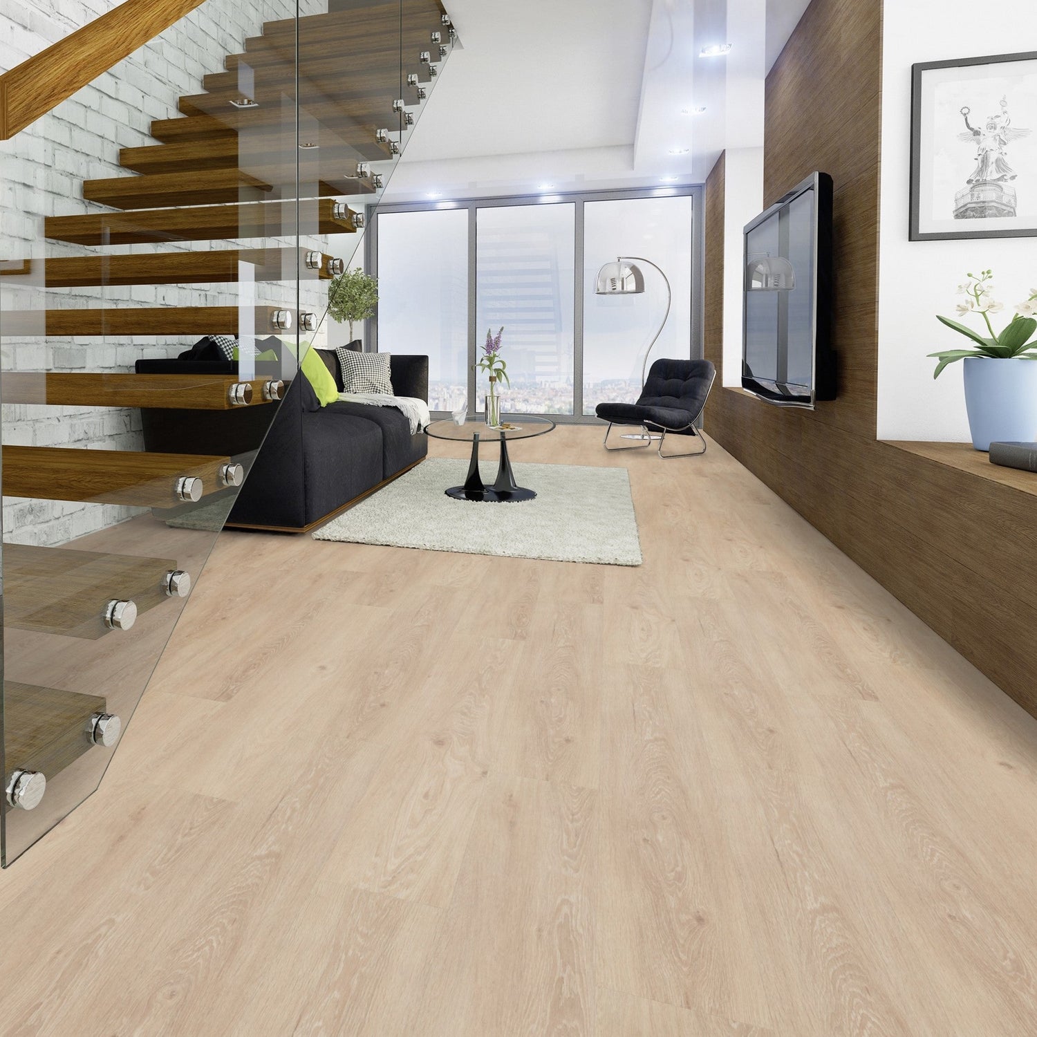 Klick-Vinyl in beiger Holzoptik im Flur