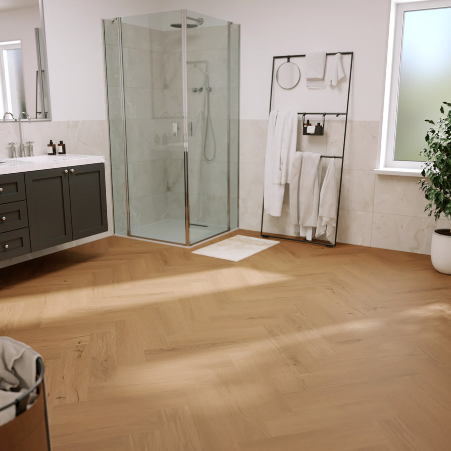 »Honey Oak« Premium Klick-Vinyl Fischgrät