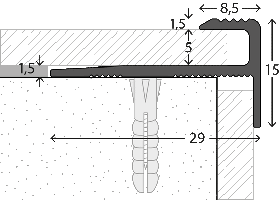 Prinz Treppenkantenprofil Nr. 176, 29 x 15 mm