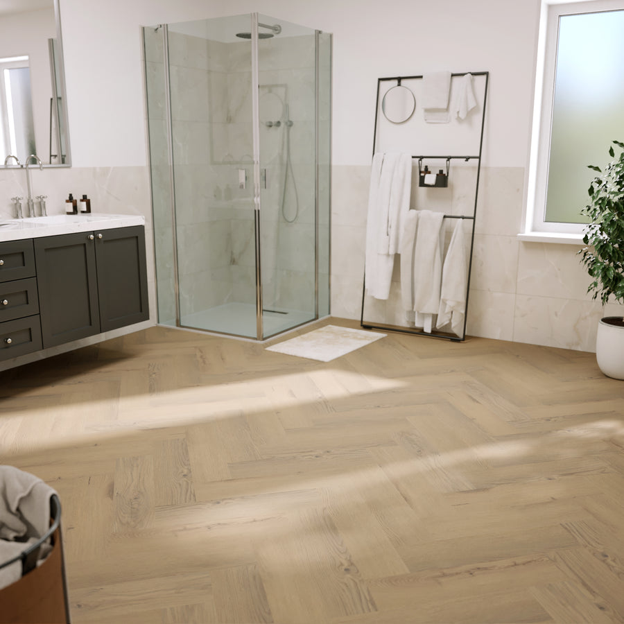 »Light Oak« Premium Klick-Vinyl Fischgrät