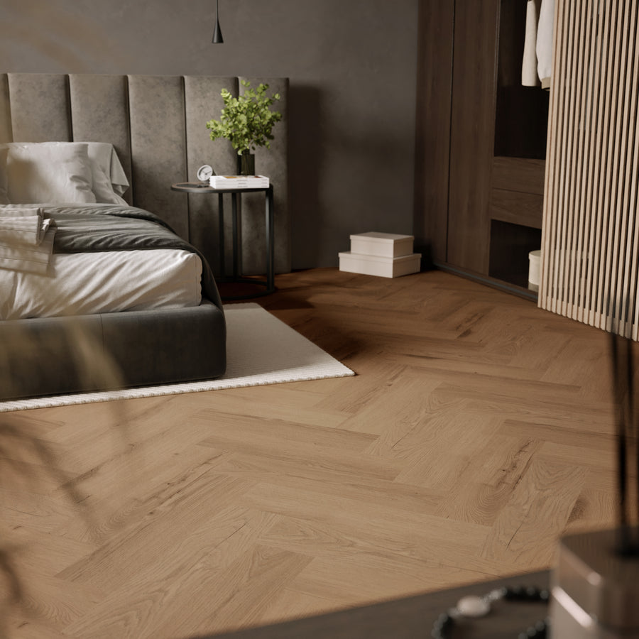 »Natural Oak« Premium Klick-Vinyl Fischgrät