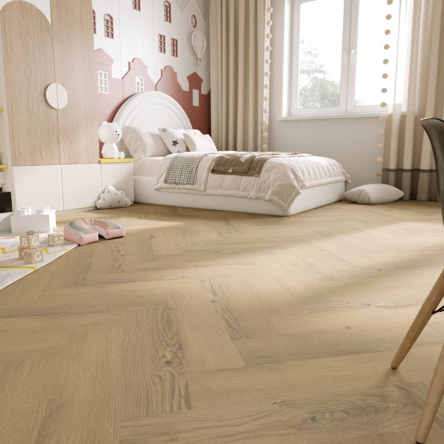 »Light Oak« Premium Klick-Vinyl Fischgrät