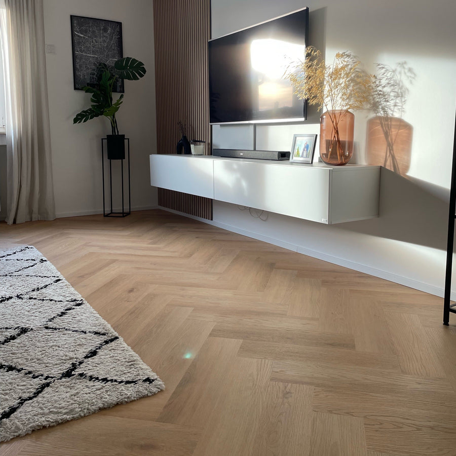 »Eiche Papaya« Klick-Vinylboden Fischgrät 1m²