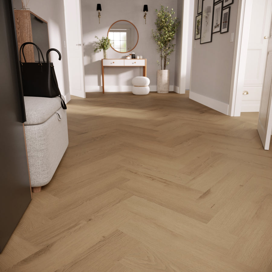 »Natural Oak« Premium Klick-Vinyl Fischgrät