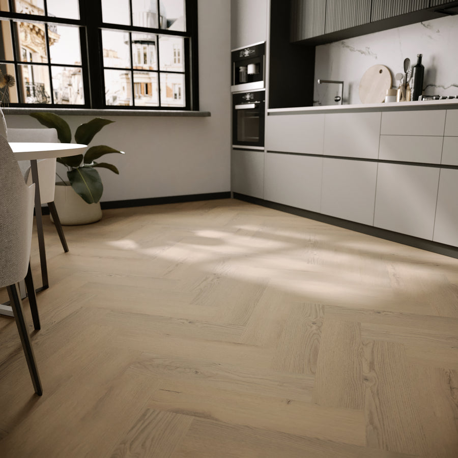 »Light Oak« Premium Klick-Vinyl Fischgrät