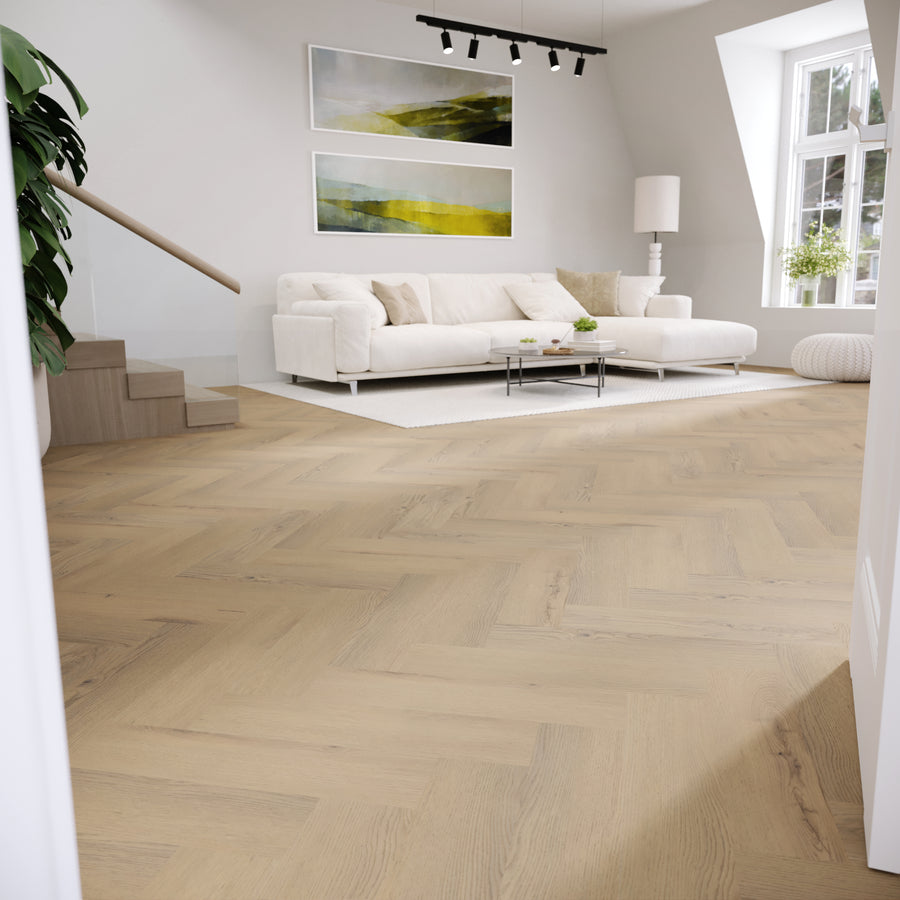 »Light Oak« Premium Klick-Vinyl Fischgrät