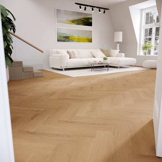 »Honey Oak« Premium Klick-Vinyl Fischgrät