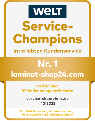 WELT Service-Champions Nr. 1 Gold 2025 Auszeichnung für laminat-shop24.com